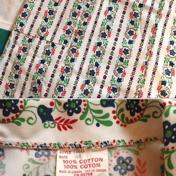 70s Floral Patterned Zipper Dress XL - Picture 3 of 3